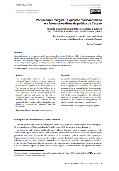 Por um fazer marginal: a questão marioandradina e a fatura oswaldiana da poética de Cacaso