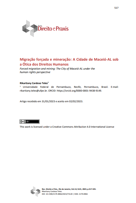 Migração forçada e mineração: A Cidade de Maceió-AL sob a Ótica dos Direitos Humanos