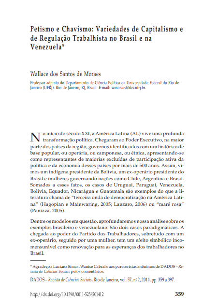 Petismo e chavismo: variedades de capitalismo e de regulação trabalhista no Brasil e na Venezuela