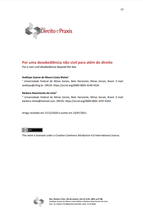 Por uma desobediência não-civil para além do direito