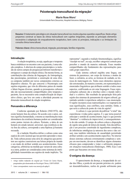 Psicoterapia transcultural da migração
