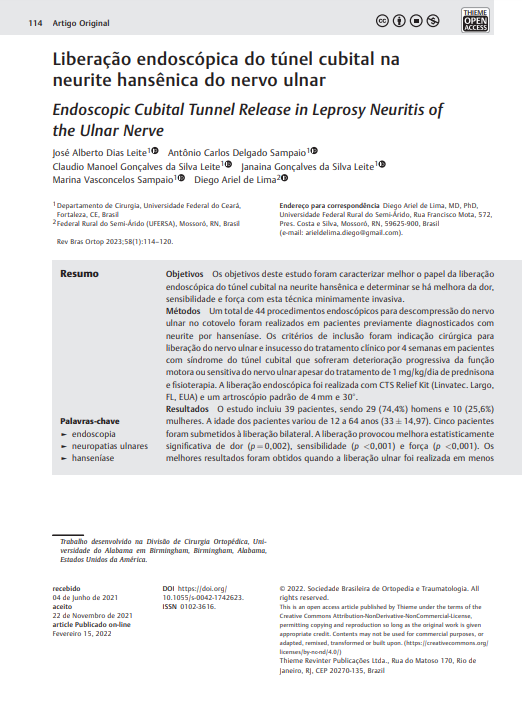 Endoscopic Cubital Tunnel Release in Leprosy Neuritis of the Ulnar Nerve