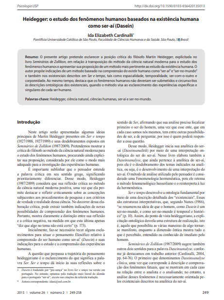 Heidegger: o estudo dos fenômenos humanos baseados na existência humana como ser-aí (Dasein)
