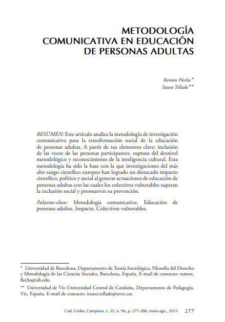 Metodología comunicativa en educación de personas adultas