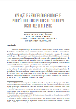 AVALIAÇÃO DA SUSTENTABILIDADE DE UNIDADES DE PRODUÇÃO AGROECOLÓGICAS: UM ESTUDO COMPARATIVO DOS MÉTODOS IDEA E MESMIS