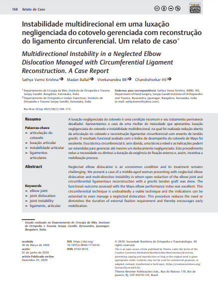 Multidirectional Instability in a Neglected Elbow Dislocation Managed with Circumferential Ligament Reconstruction. A Case Report