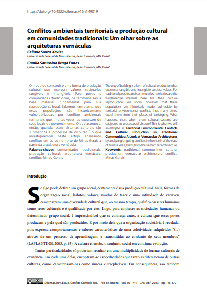 Conflitos ambientais territoriais e produção cultural em comunidades tradicionais: Um olhar sobre as arquiteturas vernáculas