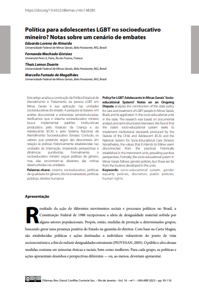 Política para adolescentes LGBT no socioeducativo mineiro? Notas sobre um cenário de embates