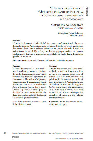 “O autor de si mesmo” e “Mineirinho” diante da violência