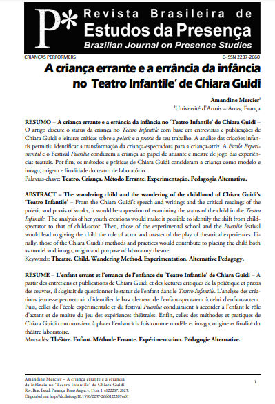 A criança errante e a errância da infância no ‘Teatro Infantile’ de Chiara Guidi