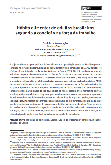 Hábito alimentar de adultos brasileiros segundo a condição na força de trabalho