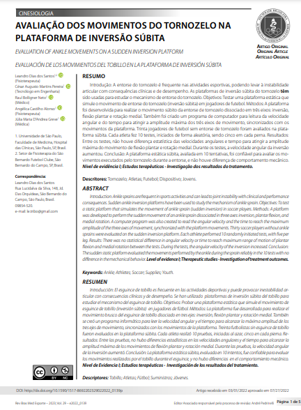 EVALUATION OF ANKLE MOVEMENTS ON A SUDDEN INVERSION PLATFORM