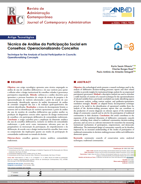 Técnica de Análise da Participação Social em Conselhos: Operacionalizando Conceitos