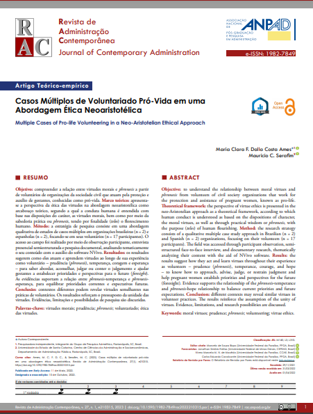 Casos Múltiplos de Voluntariado Pró-Vida em uma Abordagem Ética Neoaristotélica