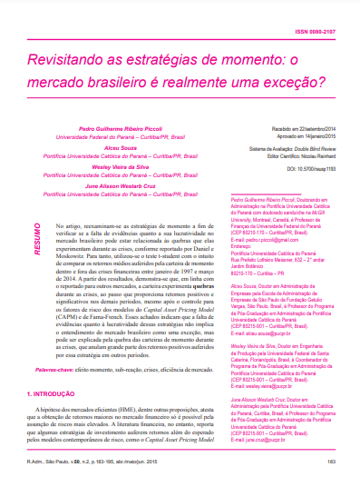 Revisitando as estratégias de momento: o mercado brasileiro é realmente uma exceção?