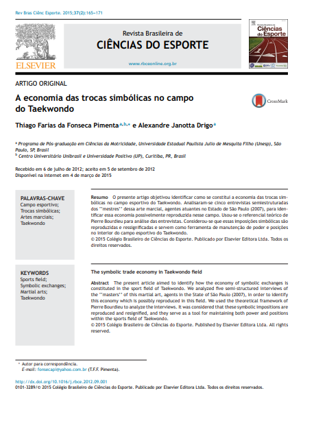 A economia das trocas simbólicas no campo do TaekwondoA economia das trocas simbólicas no campo do Taekwondo