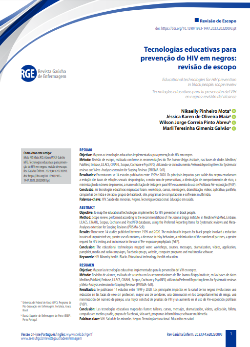 Educational technologies for HIV prevention in black people: scope review