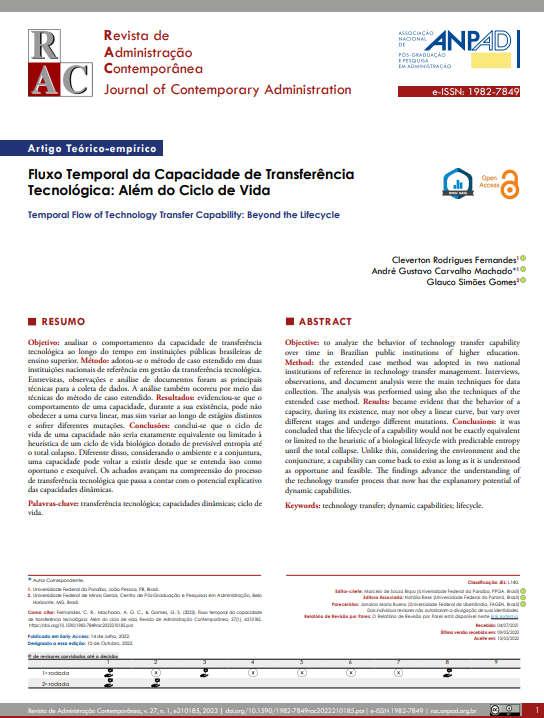 Fluxo Temporal da Capacidade de Transferência Tecnológica: Além do Ciclo de Vida