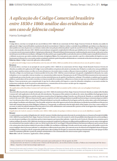 A aplicação do Código Comercial brasileiro entre 1850 e 1860: análise das evidências de um caso de falência culposa