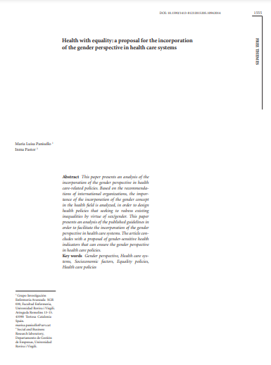 Health with equality: a proposal for the incorporation of the gender perspective in health care systems