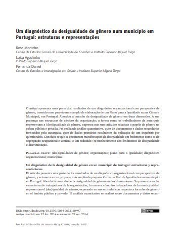 Um diagnóstico da desigualdade de gênero num município em Portugal: estruturas e representações