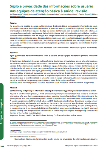Sigilo e privacidade das informações sobre usuário nas equipes de atenção básica à saúde: revisão