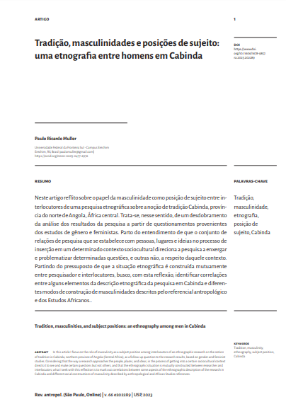 Tradição, masculinidades e posições de sujeito: uma etnografia entre homens em Cabinda