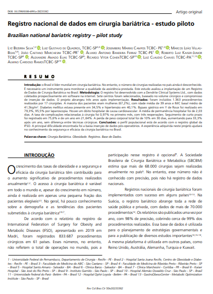 Brazilian national bariatric registry - pilot study