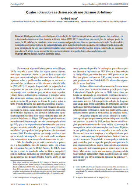 Quatro notas sobre as classes sociais nos dez anos do lulismo