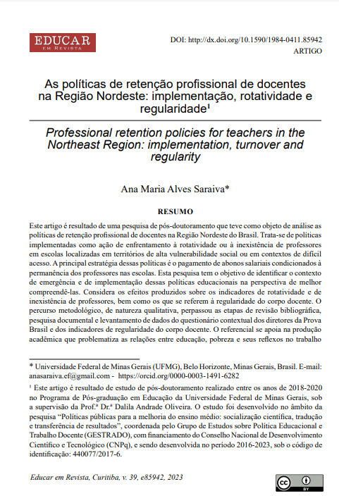 As políticas de retenção profissional de docentes na Região Nordeste: implementação, rotatividade e regularidade