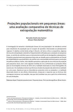 Projeções populacionais em pequenas áreas: uma avaliação comparativa de técnicas de extrapolação matemática