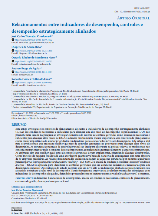Relationships among strategically aligned performance indicators, controls, and performance