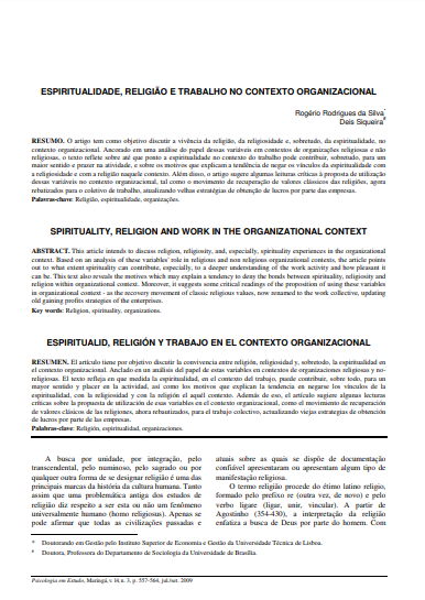 Espiritualidade, religião e trabalho no contexto organizacional