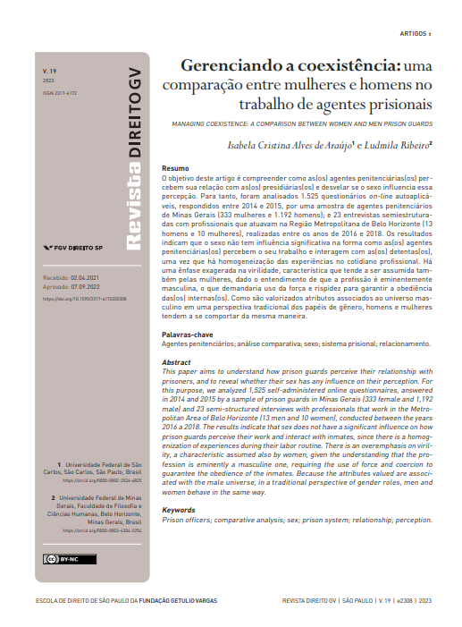 Gerenciando a coexistência: uma comparação entre mulheres e homens no trabalho de agentes prisionais