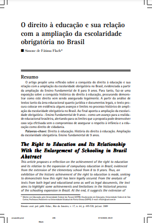 O direito à educação e sua relação com a ampliação da escolaridade obrigatória no Brasil