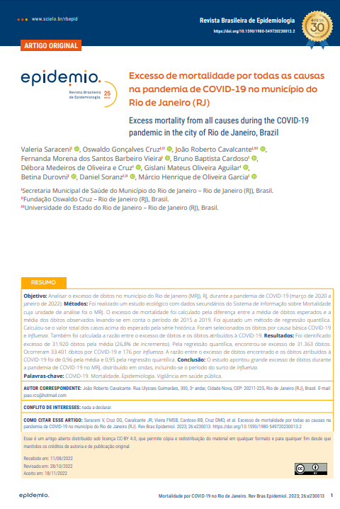 Excess mortality from all causes during the COVID-19 pandemic in the city of Rio de Janeiro, Brazil