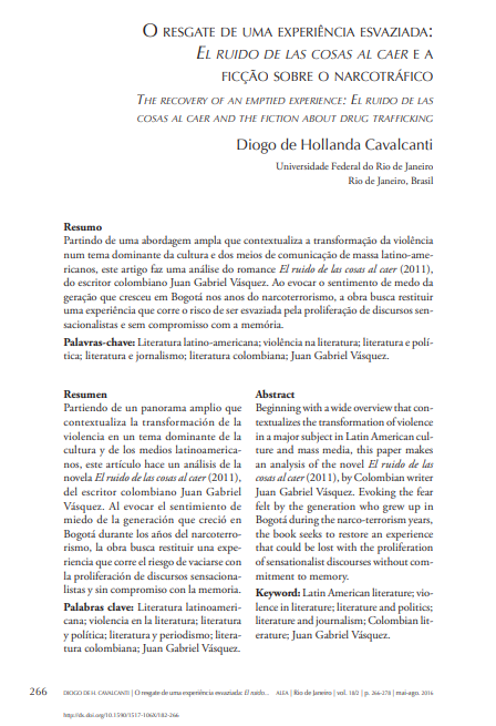 O resgate de uma experiência esvaziada: El ruido de las cosas al caer e a ficção sobre o narcotráfico