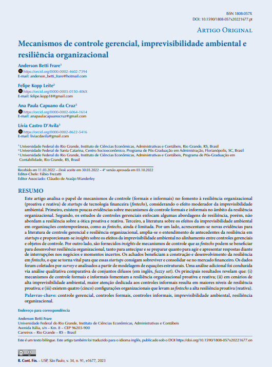 Management control mechanisms, environmental unpredictability and organizational resilience