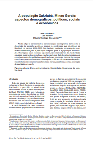 A população Xakriabá, Minas Gerais: aspectos demográficos, políticos, sociais e econômicos
