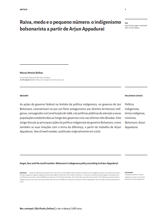 Raiva, medo e o pequeno número: o indigenismo bolsonarista a partir de Arjun Appadurai