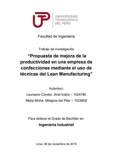 Propuesta de mejora de la productividad en una empresa de confecciones mediante el uso de técnicas del Lean Manufacturing