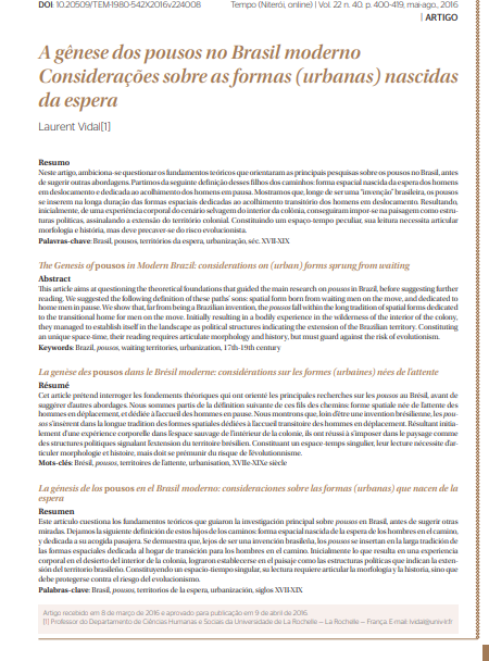 A gênese dos pousos no Brasil moderno Considerações sobre as formas (urbanas) nascidas da espera