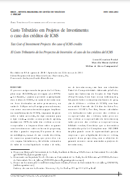 Custo Tributário em Projetos de Investimento: o caso dos créditos de ICMS
