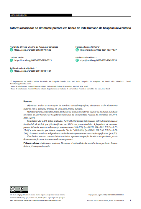 Factors associated with early weaning in the human milk bank of a university hospital