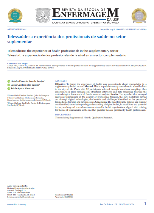 Telemedicine: the experience of health professionals in the supplementary sector