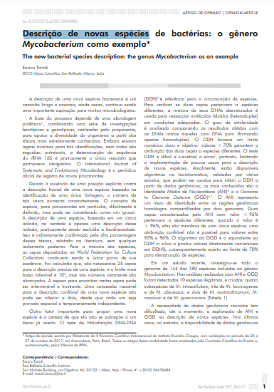 Descrição de novas espécies de bactérias: o gênero Mycobacterium como exemplo