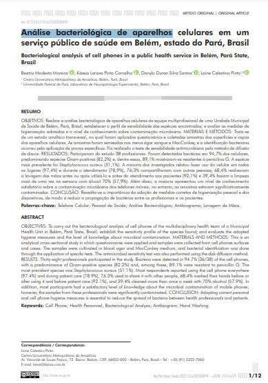 Análise bacteriológica de aparelhos celulares em um serviço público de saúde em Belém, estado do Pará, Brasil