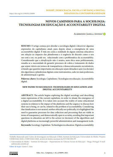 NOVOS CAMINHOS PARA A SOCIOLOGIA: TECNOLOGIAS EM EDUCAÇÃO E ACCOUNTABILITY DIGITAL