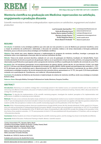 Mentoria científica na graduação em Medicina: repercussões na satisfação, engajamento e produção discente