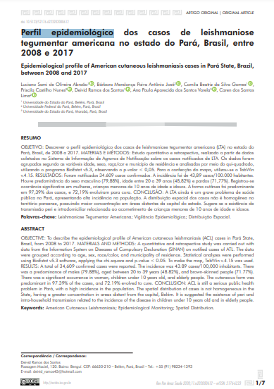 Perfil epidemiológico dos casos de leishmaniose tegumentar americana no estado do Pará, Brasil, entre 2008 e 2017